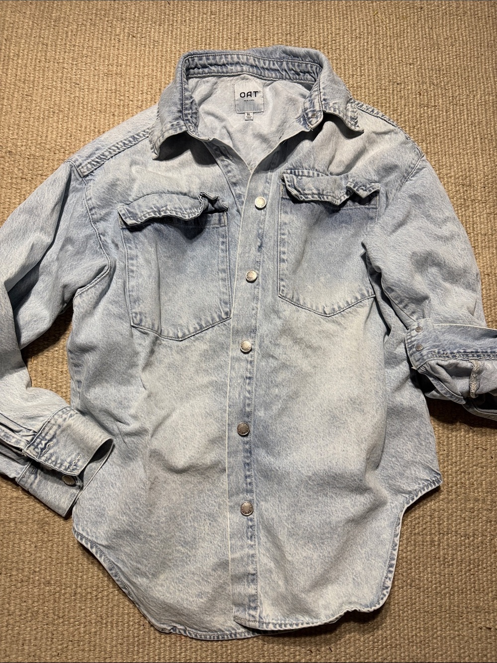 Light Wash Denim Shirt summer oversized layering jacket- OAT